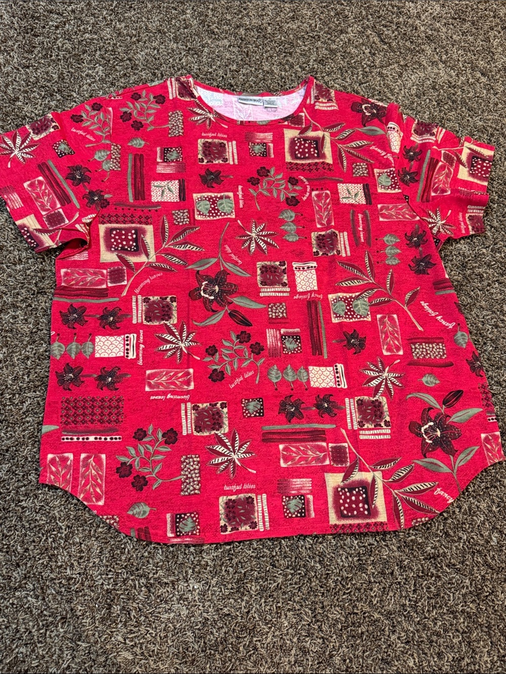 Fashion Bug Red Floral & Patchwork Print Short Sleeve Tee